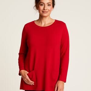 J. JILL red cotton/modal crew neck long sleeve tunic size XL